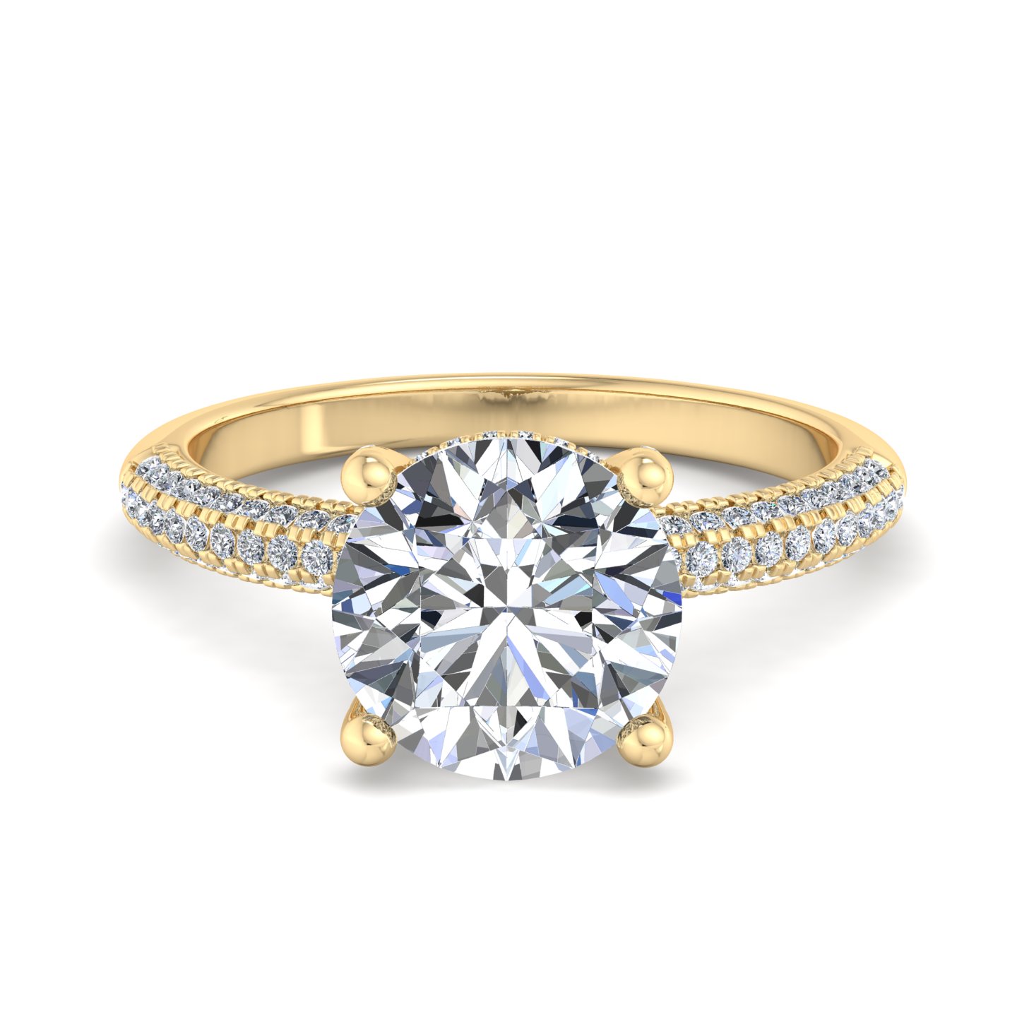 Kira Triple Pave Engagement ring with hidden halo